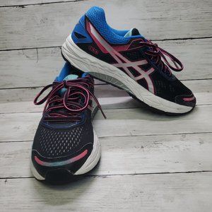 Asics Gel Contend 3 Running Shoes Sneakers T5G7N Womens Size 9 Black Blue P/T